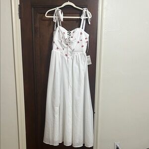 White and Red Cherry Womens Dress